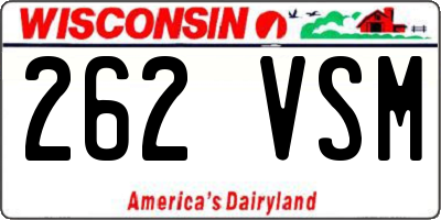 WI license plate 262VSM
