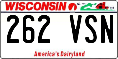 WI license plate 262VSN