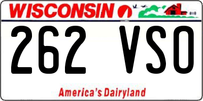 WI license plate 262VSO