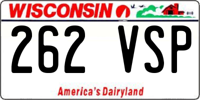 WI license plate 262VSP