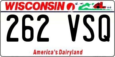 WI license plate 262VSQ