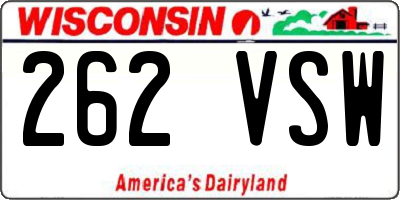 WI license plate 262VSW