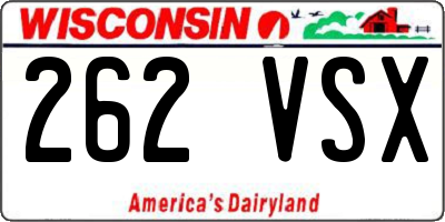 WI license plate 262VSX
