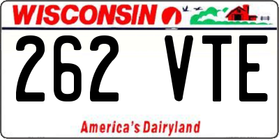 WI license plate 262VTE