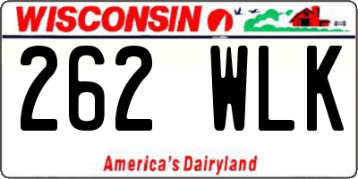 WI license plate 262WLK