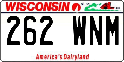 WI license plate 262WNM