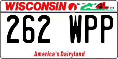 WI license plate 262WPP