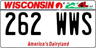 WI license plate 262WWS