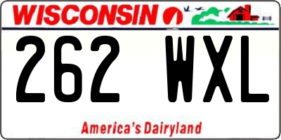 WI license plate 262WXL