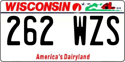 WI license plate 262WZS