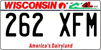 WI license plate 262XFM