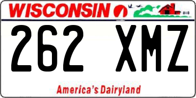WI license plate 262XMZ