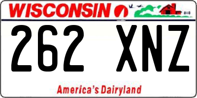 WI license plate 262XNZ