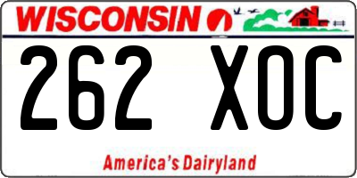 WI license plate 262XOC