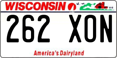 WI license plate 262XON