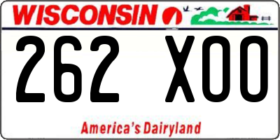 WI license plate 262XOO