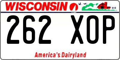 WI license plate 262XOP