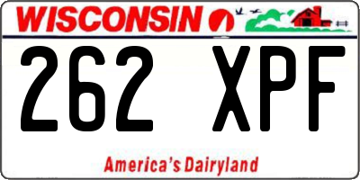 WI license plate 262XPF