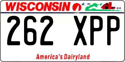 WI license plate 262XPP