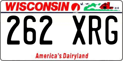 WI license plate 262XRG