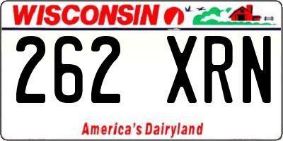 WI license plate 262XRN