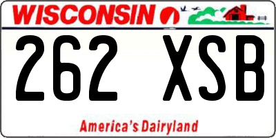 WI license plate 262XSB