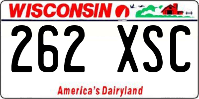 WI license plate 262XSC