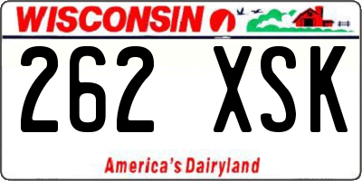 WI license plate 262XSK