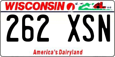 WI license plate 262XSN
