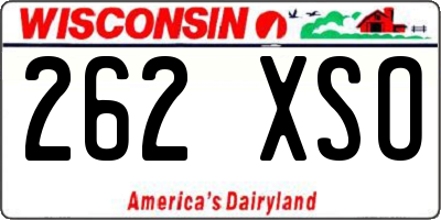 WI license plate 262XSO