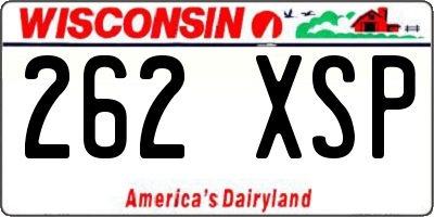 WI license plate 262XSP