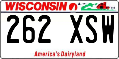 WI license plate 262XSW
