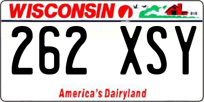 WI license plate 262XSY