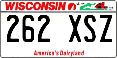 WI license plate 262XSZ