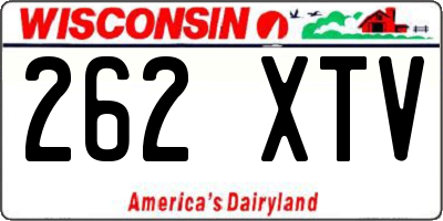 WI license plate 262XTV