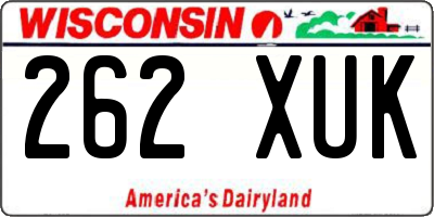 WI license plate 262XUK