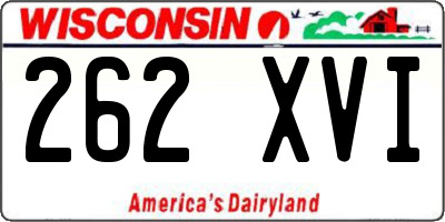 WI license plate 262XVI