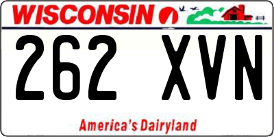 WI license plate 262XVN