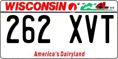 WI license plate 262XVT
