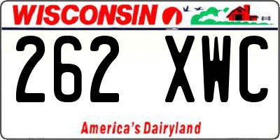 WI license plate 262XWC