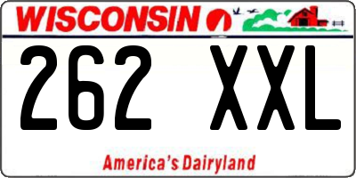 WI license plate 262XXL