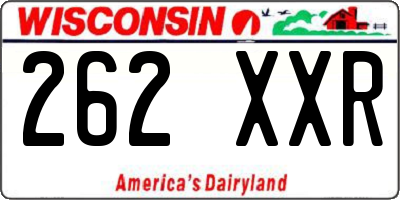 WI license plate 262XXR