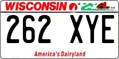 WI license plate 262XYE