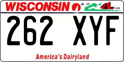 WI license plate 262XYF