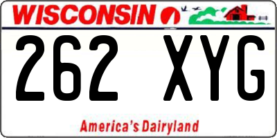WI license plate 262XYG