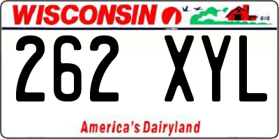 WI license plate 262XYL