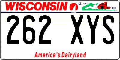 WI license plate 262XYS