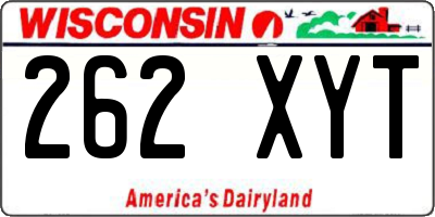 WI license plate 262XYT