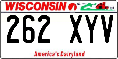 WI license plate 262XYV