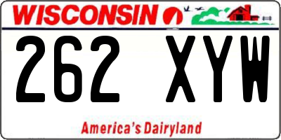 WI license plate 262XYW